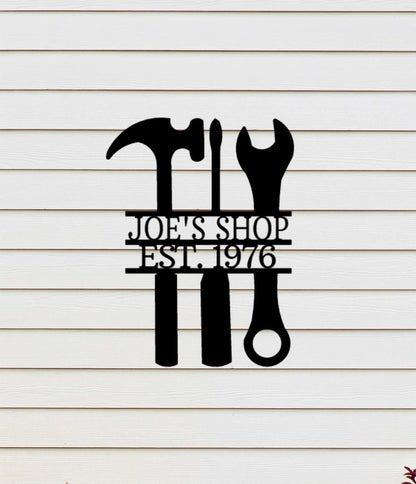 The Garage Personalized Indoor Outdoor Steel Wall Art Sign Father's Day Dad Husband Grandfather Son Brother Man Cave Tool Shed Workshop Laser Cut Metal Signs Custom Gift Ideas