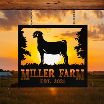 Personalized Metal Farm Sign Boer Goat Monogram, Metal Laser Cut Metal Signs Custom Gift Ideas