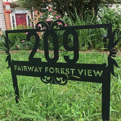 Lawn Address Monogram Cut Metal Sign Metal House Sign