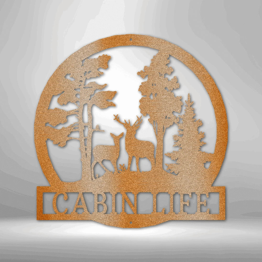 Personalized Deer in the Woods Steel Art Wall Decor Metal Name Sign Laser Cut Metal Signs Custom Gift Ideas