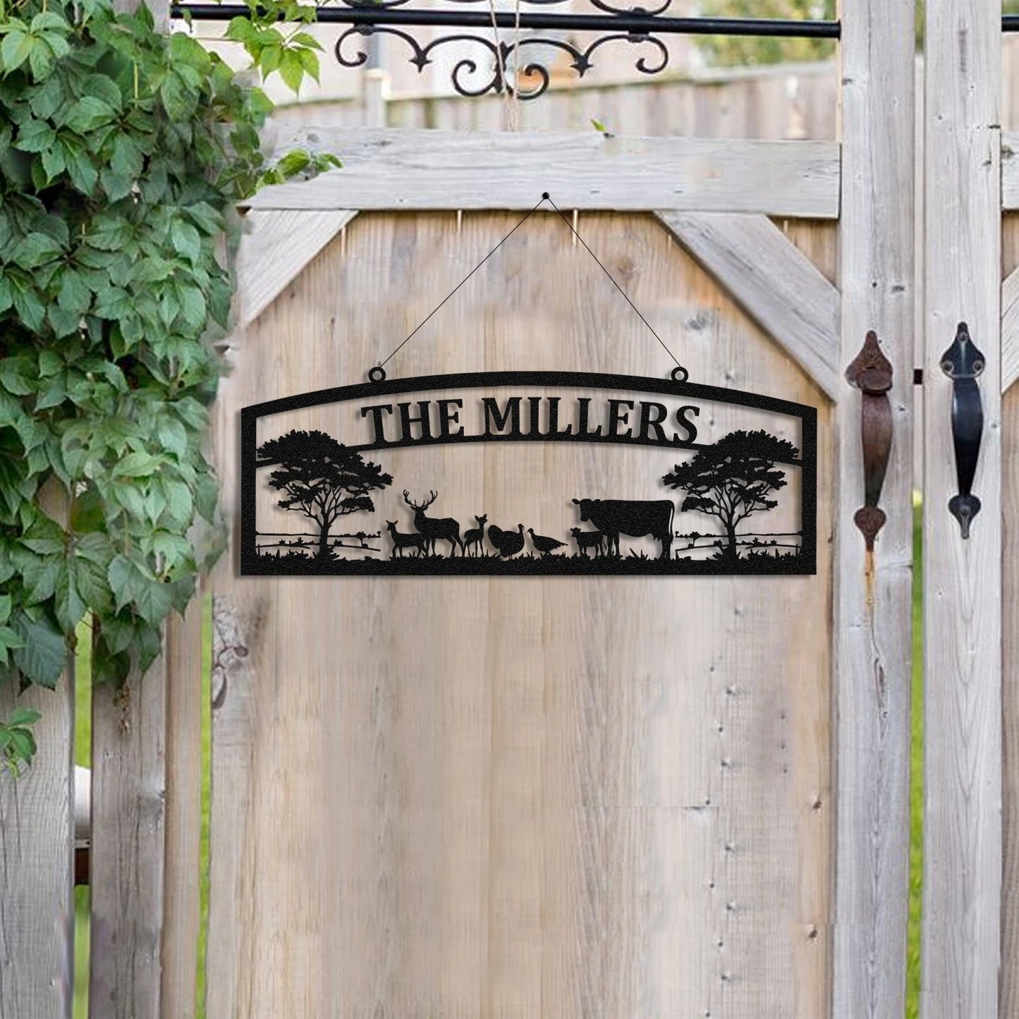 Personalized Family Name Cow Turkey Deer Hunting Metal Sign Monogram, Metal Laser Cut Metal Signs Custom Gift Ideas