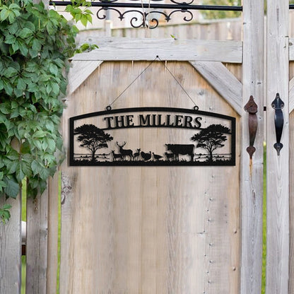 Personalized Family Name Cow Turkey Deer Hunting Metal Sign Monogram, Metal Laser Cut Metal Signs Custom Gift Ideas