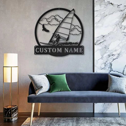 Personalized Land Windsurfing Monogram Metal Sign Art, Land Windsurfing Metal Sign, Housewarming Outdoor Metal, Sport Gift, Laser Cut Metal Signs Custom Gift Ideas