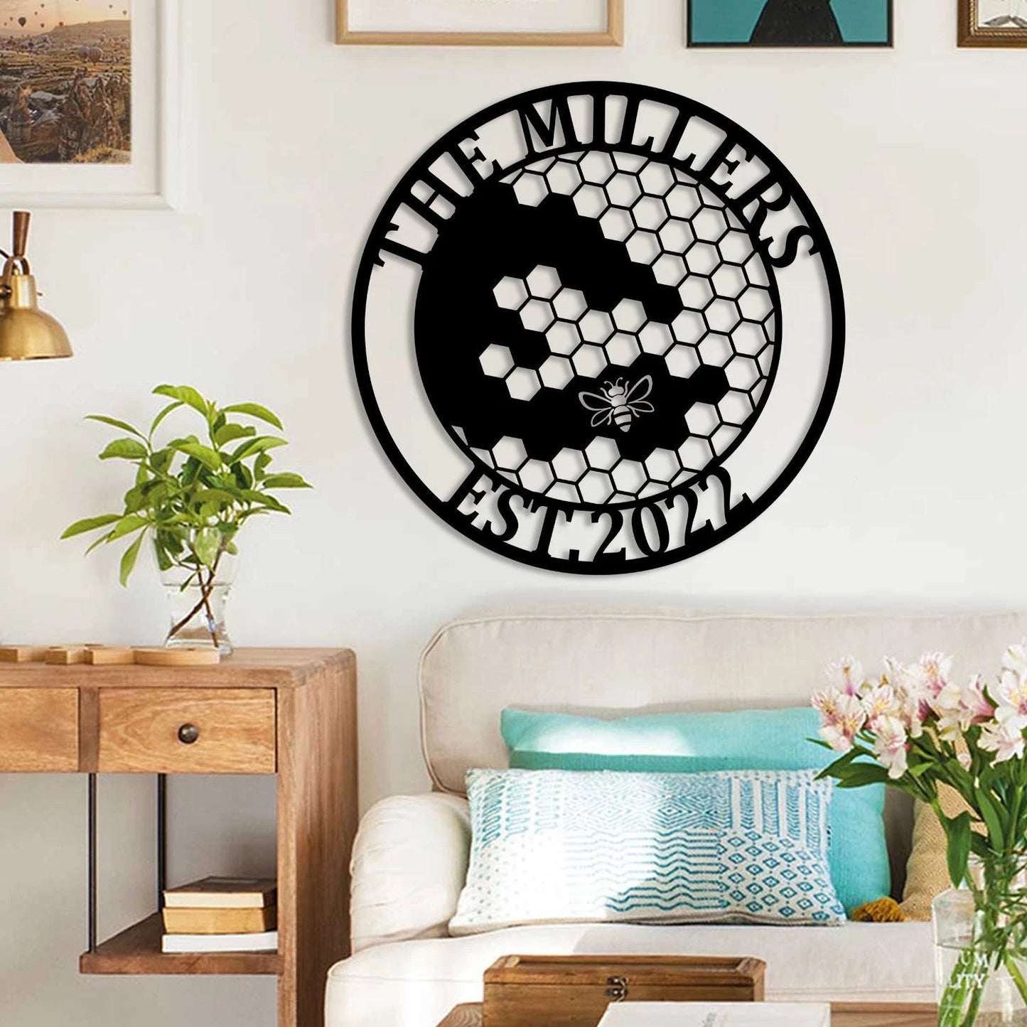 Customized Honey Bee Metal Sign, Beekeeper Door Hanger, Metal Laser Cut Metal Signs Custom Gift Ideas