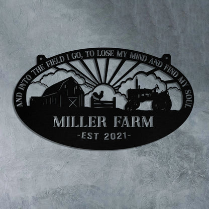 Personalized Metal Farm Sign Barn Rooster Tractor Monogram Custom Outdoor Farmhouse Entry Road Front Gate Wall Decor Gift