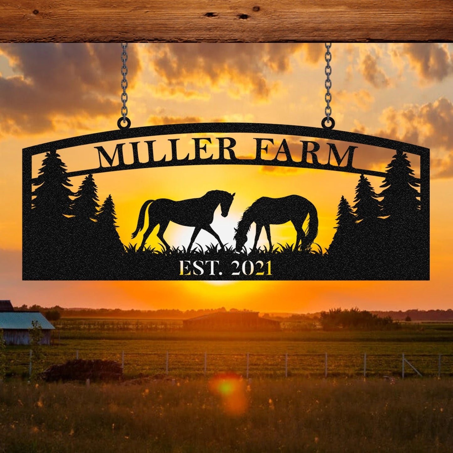 Personalized Metal Sign Horse Monogram, Custom Outdoor Farmhouse, Ranch, Barn, Metal Laser Cut Metal Signs Custom Gift Ideas