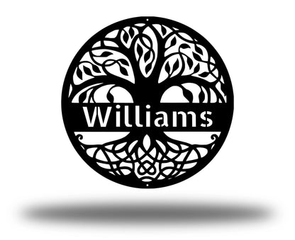 Personalized Tree Of Life Metal Wall Sign Custom Metal Name Sign Last Name Sign Door Hanger Indoor Outdoor Metal Sign Wedding Gift, Laser Cut Metal Signs Custom Gift Ideas