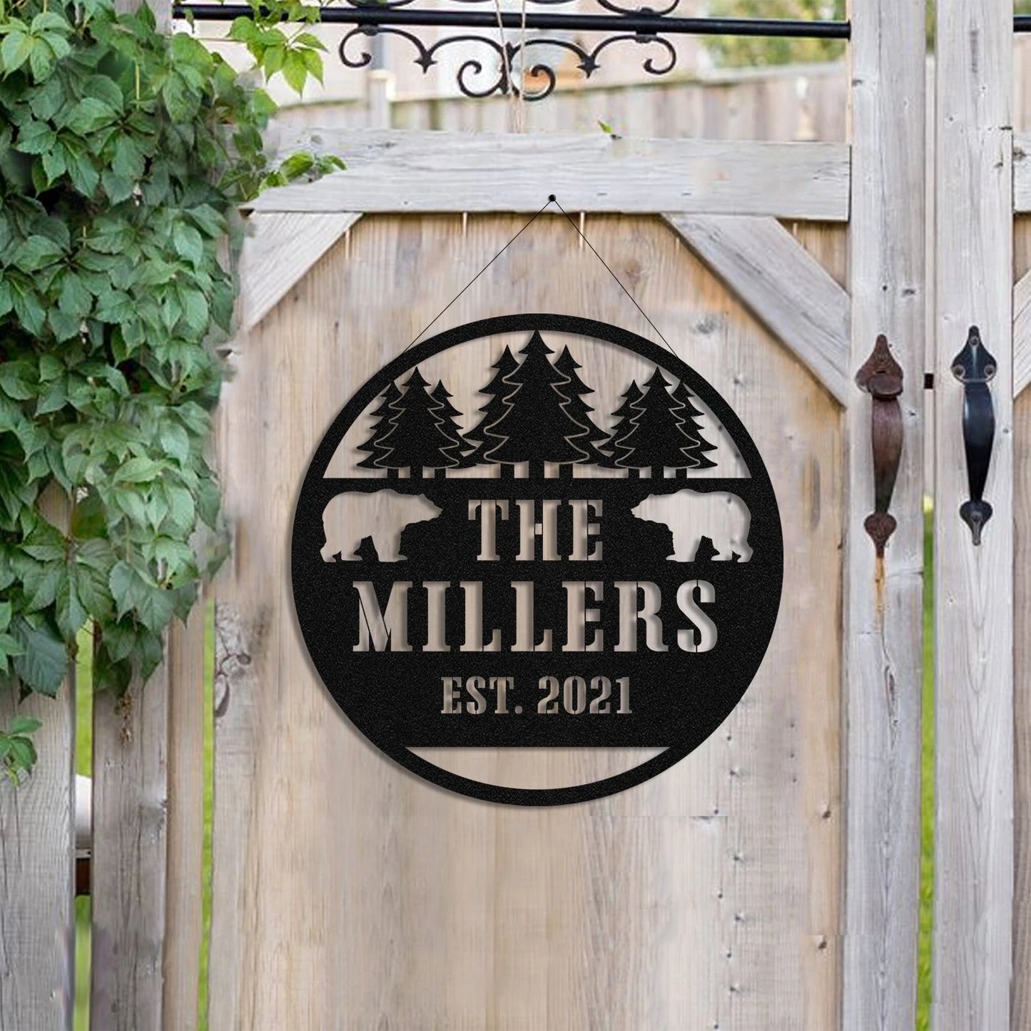 Personalized Family Name Bear Deer Hunting Hunter Metal Sign Monogram, Custom Outdoor Farm, Cabin, Lodge, Camp, Art Gift For Him, Metal Laser Cut Metal Signs Custom Gift Ideas