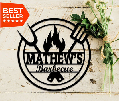 Personalized Bbq Sign For Dad, Custom Barbecue Patio Sign, Outdoor, Bbq Home Decor, Housewarming Gift, Labor Day, Metal Wall Art, Laser Cut Metal Signs Custom Gift Ideas