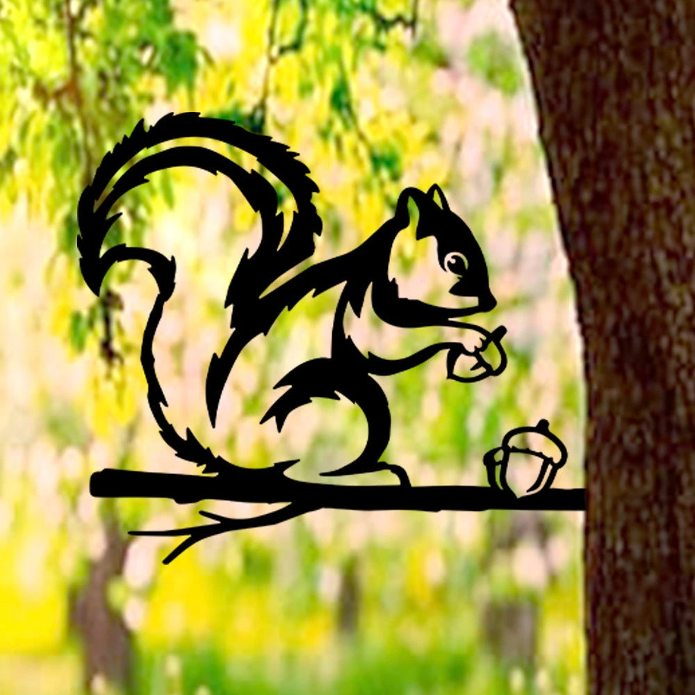 Go Nuts Squirrel Metal Art Garden Signs Cut Metal Sign Metal House Sign