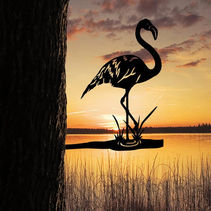Pink Flamingo Tree Stake, Metal Sign, Gift For Her Laser Cut Metal Signs Custom Gift Ideas