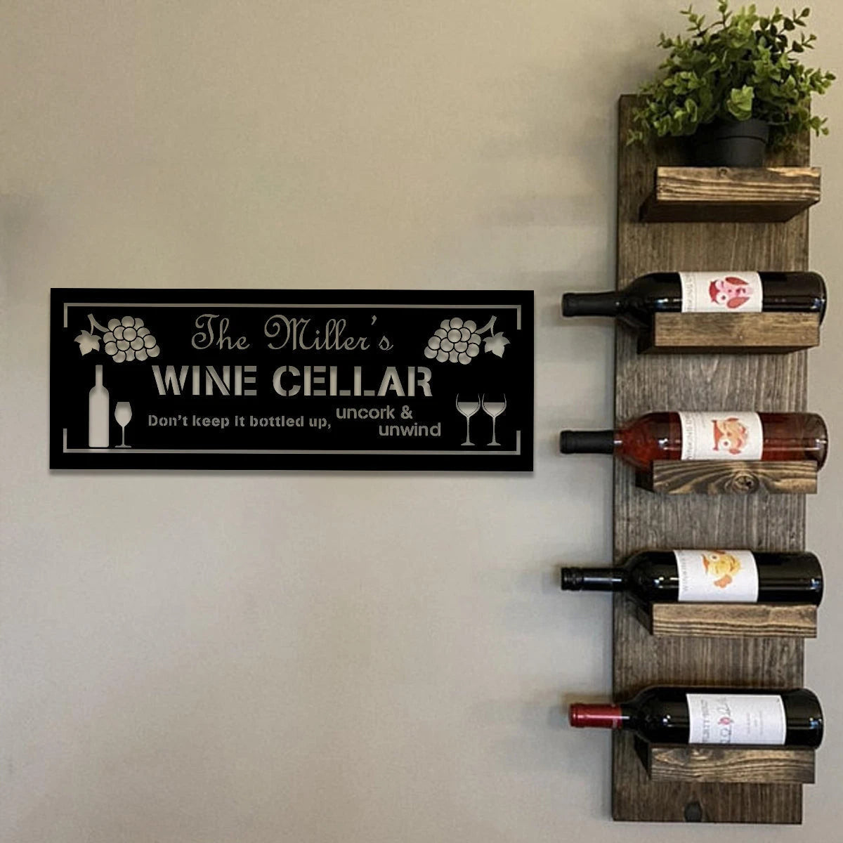 Grape Cellar Wine Metal Bar Sign, Custom Pub, Lounge, Caf Decor, Wedding, Anniversary Art Gift For Him her, Metal Laser Cut Metal Signs Custom Gift Ideas