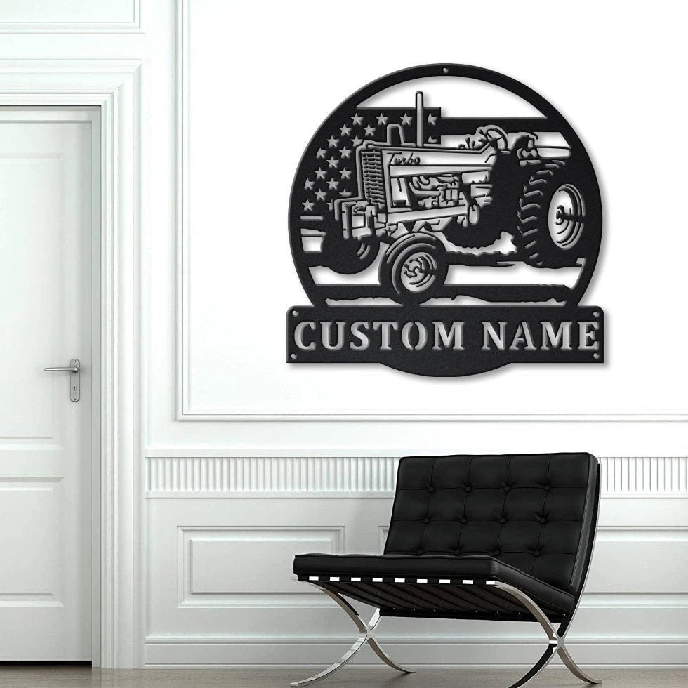 Personalized Usa Farm Tractor Metal Sign Art, Custom Usa Farm Tractor Monogram Metal Sign, Farmer Gift, Decor Decoration Laser Cut Metal Signs Custom Gift Ideas