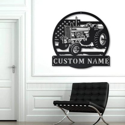 Personalized Usa Farm Tractor Metal Sign Art, Custom Usa Farm Tractor Monogram Metal Sign, Farmer Gift, Decor Decoration Laser Cut Metal Signs Custom Gift Ideas