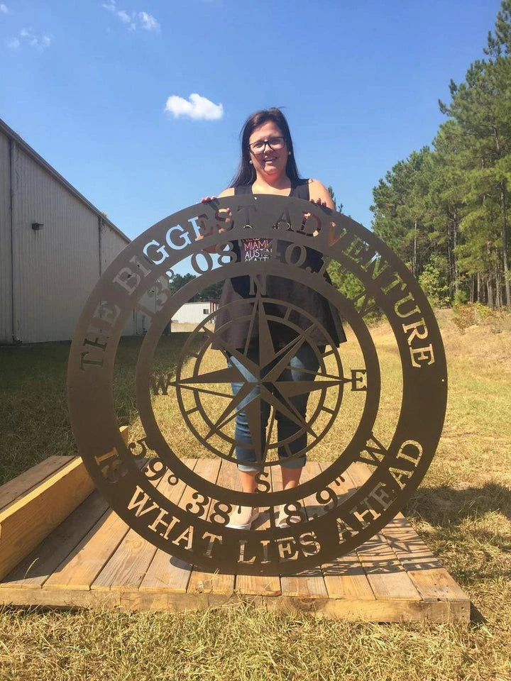 GPS Compass Metal Sign Art, Home Address GPS Cut Metal Sign, Metal Wall Art, Metal House Sign Laser Cut Metal Signs Custom Gift Ideas