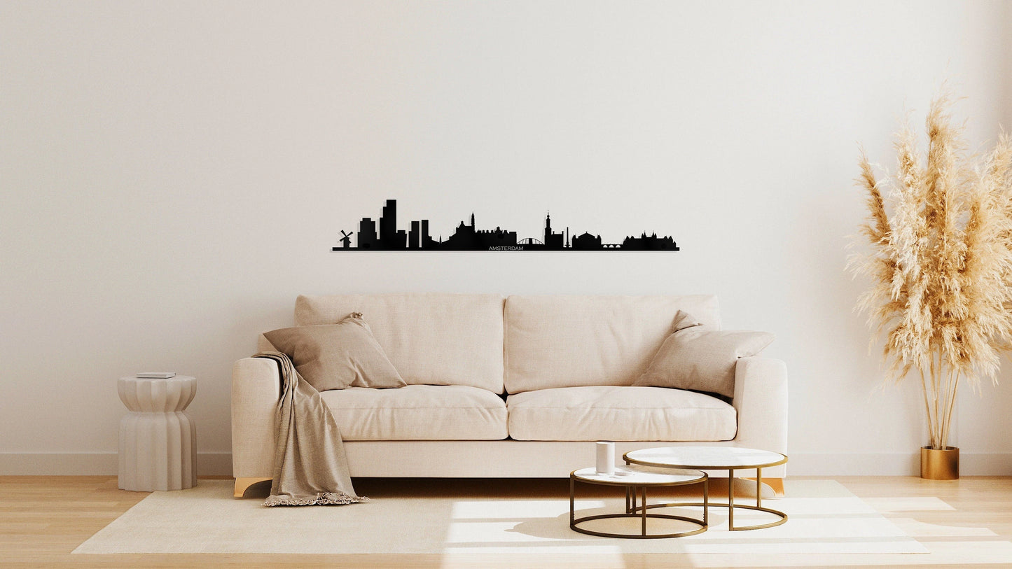Amsterdam City Silhouette Metal Wall Art, Housewarming Gift, Metal Art, Metal Wall Decor, Large Metal Wall Art, Metal Skyline,wall Art, Metal Laser Cut Metal Signs Custom Gift Ideas