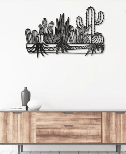 Cactus Natural Metal House Sign