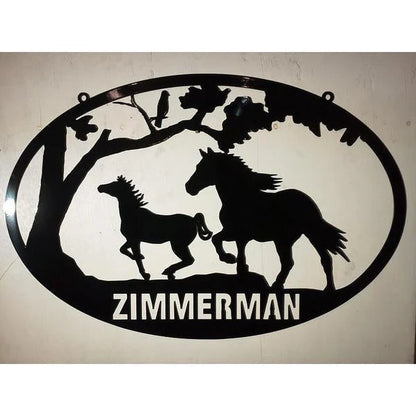 Couple Horse Art Personalized Horse Metal Sign, Horseshoe Art, Western Decor, Initial Metal Sign, Housewarming Gift, Farmhouse Decor Metal Wall Art, Metal Laser Cut Metal Signs Custom Gift Ideas