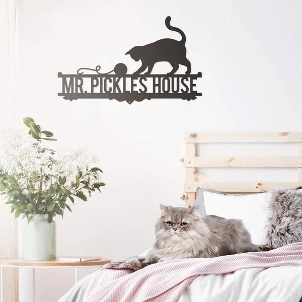 Cat Lovers Monogram Cut Metal Sign Metal House Sign