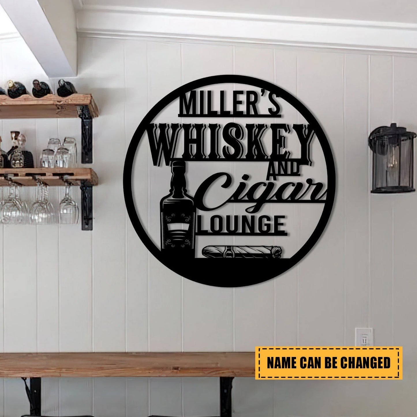 Personalized Whiskey Cigar Metal Bar Sign, Metal Laser Cut Metal Signs Custom Gift Ideas