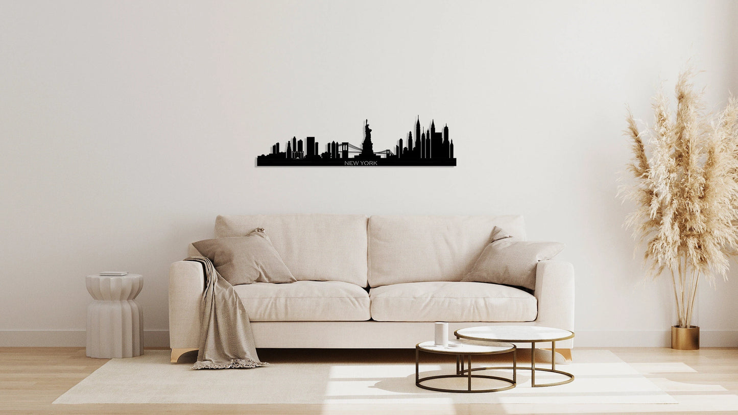 New York City Silhouette Metal Wall Art, New York Skyline Metal Wall Decor, Home Living Room Decoration, Wall Hangings, Big Apple, Metal Laser Cut Metal Signs Custom Gift Ideas