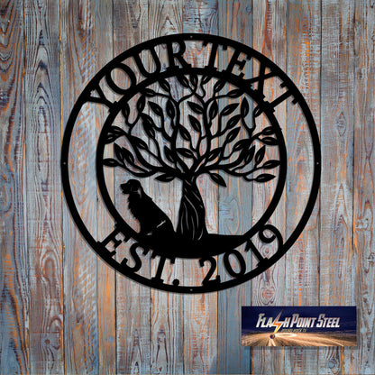 Tree Of Life Sign, Dog Family, Entrance, Gate, Plasma Cut Steel Sign, Custom Monogram, Wreath, Welcome Sign, Personalized Sign, Home Decor Laser Cut Metal Signs Custom Gift Ideas
