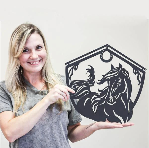 Horse And Barn Personalized Horse Metal Sign, Horseshoe Art, Western Decor, Initial Metal Sign, Housewarming Gift, Farmhouse Decor Metal Wall Art, Metal Laser Cut Metal Signs Custom Gift Ideas