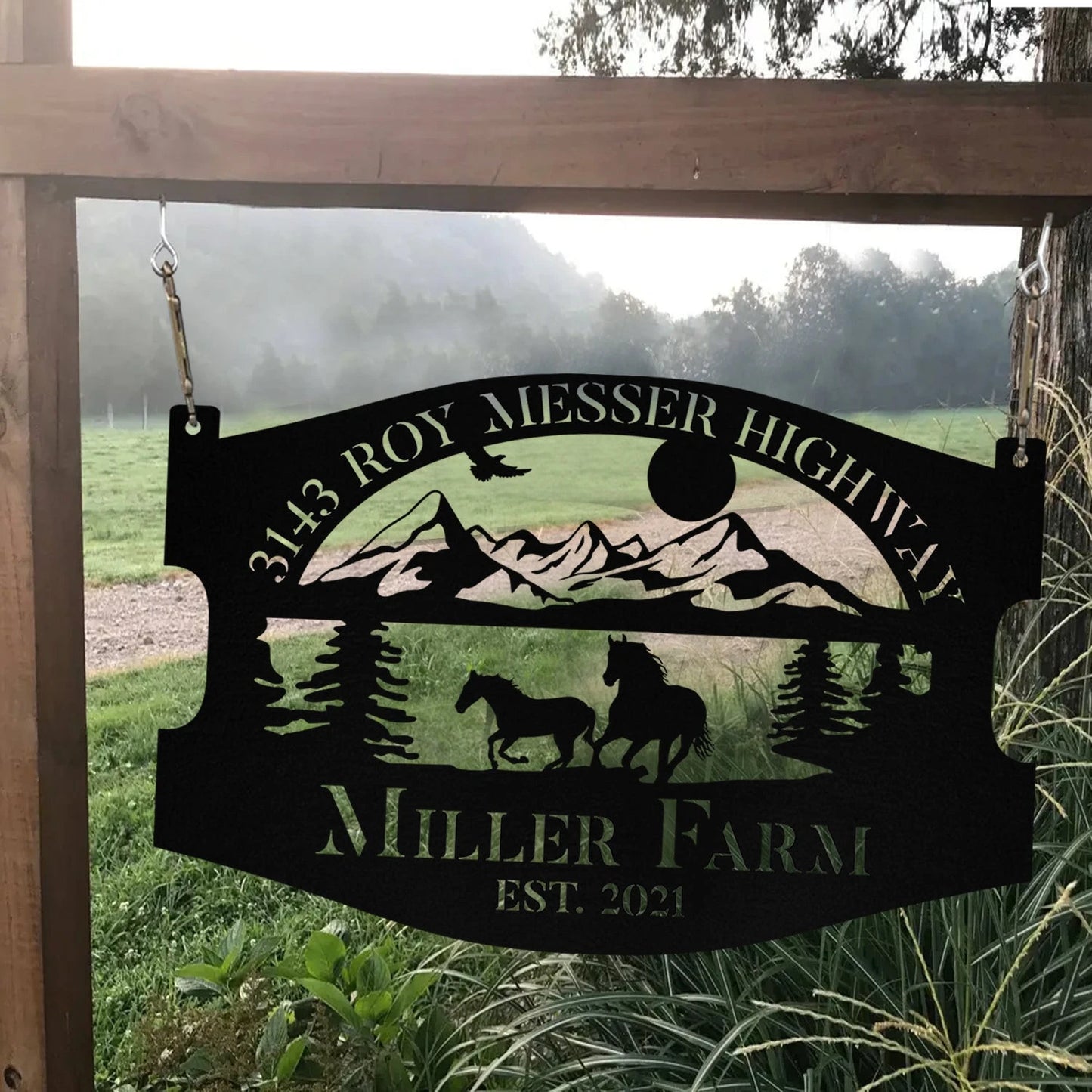 Personalized Metal Wild Horse Sign Monogram, Farm, Farmhouse, Stable, Acres, Metal Laser Cut Metal Signs Custom Gift Ideas