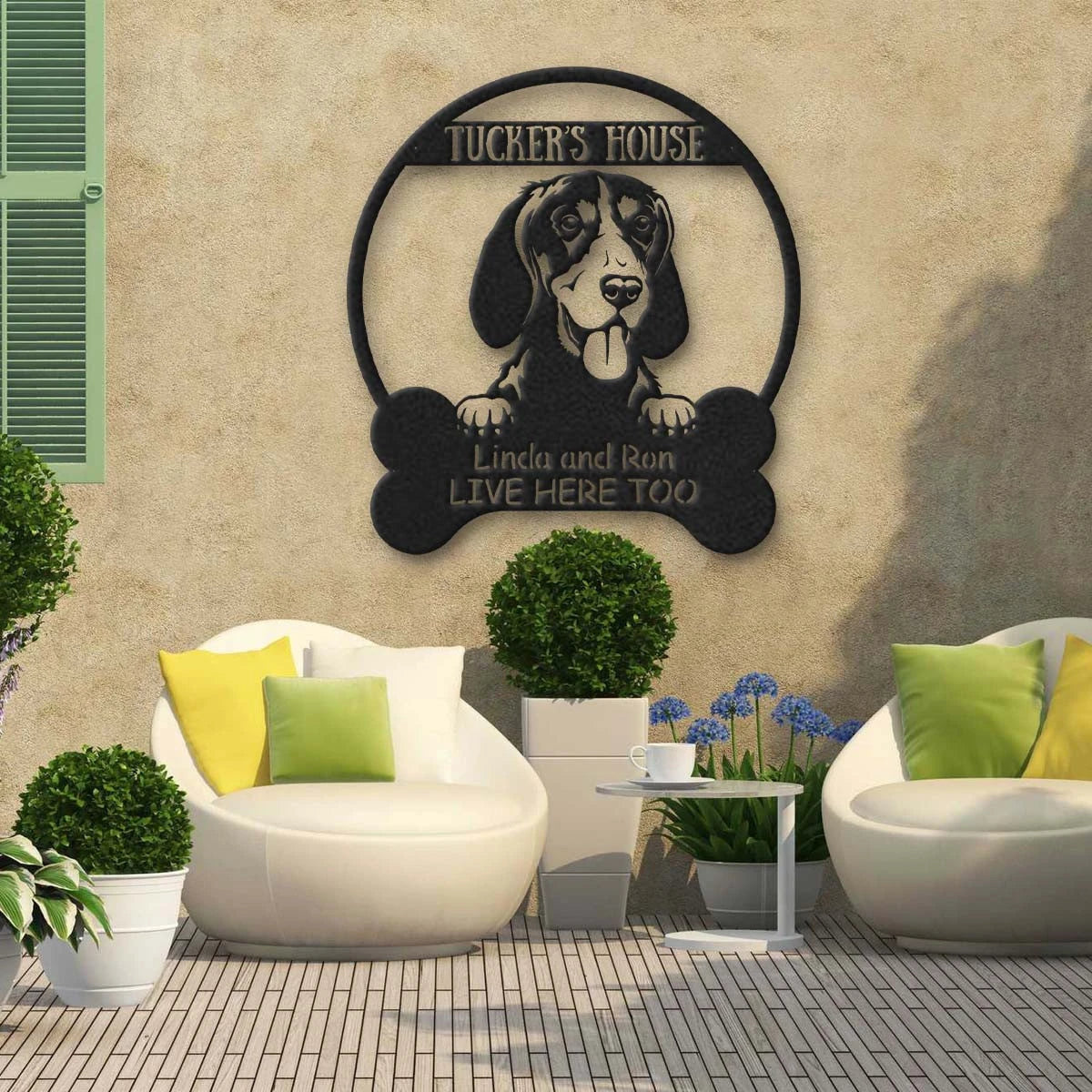 Bluetik Coonhound Dog Lovers Funny Personalized Metal House Sign Laser Cut Metal Signs Custom Gift Ideas
