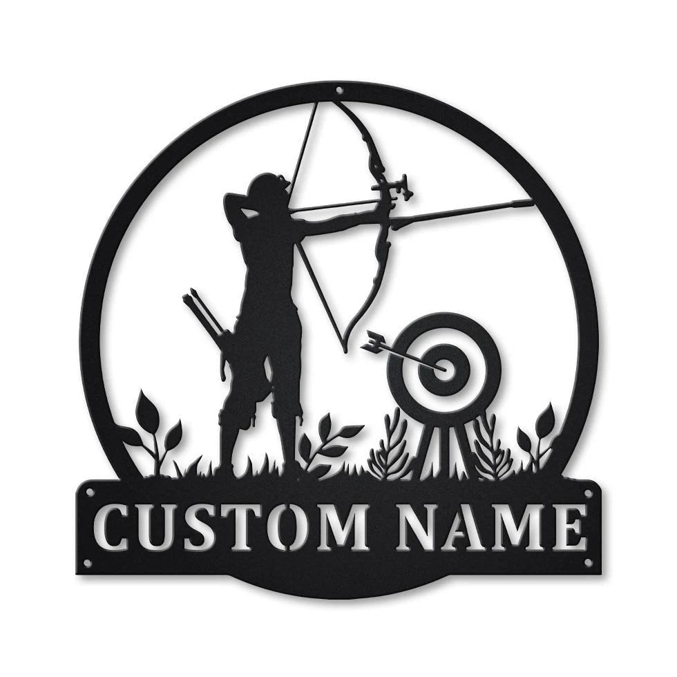 Personalized Archery Sport Monogram Metal Sign Art, Custom Archery Sport Metal Sign, Hobbie Gifts, Sport Gift, Birthday Gift Laser Cut Metal Signs Custom Gift Ideas