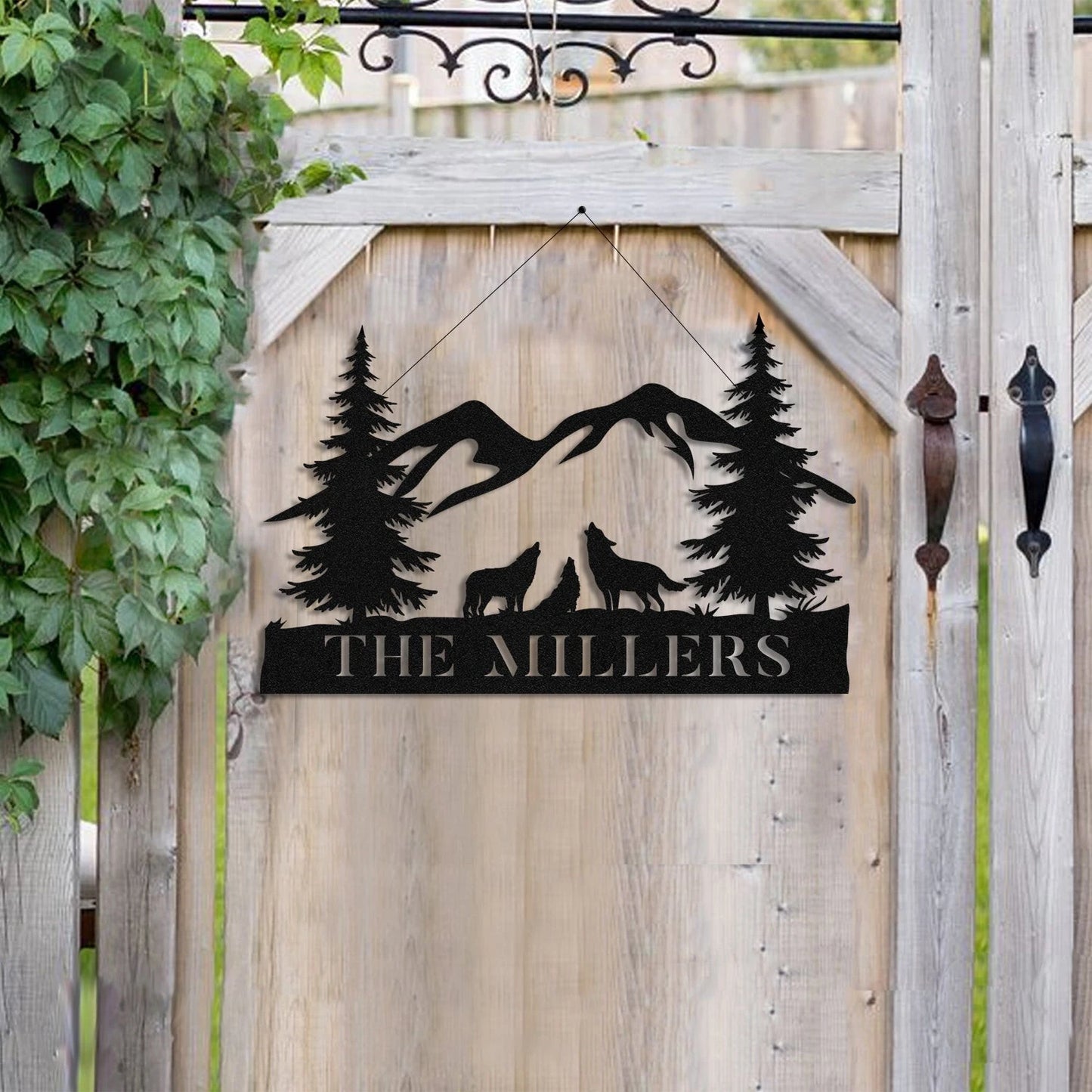 Personalized Family Name Wolf Deer Hunting Hunter Metal Sign, Cabin, Lodge, Camp, Wall Decor, Metal Laser Cut Metal Signs Custom Gift Ideas