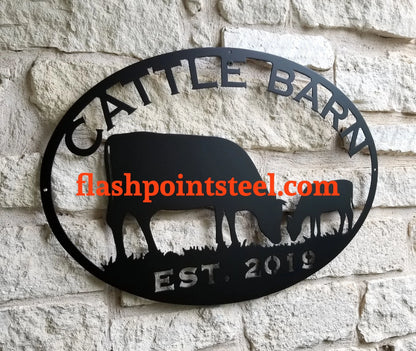 Cattle Farm Metal Sign, Cow Ranch, Custom Cow Calf, Farmer Sign, Personalized, Established, Plasma Cut Steel Sign, Animals Farm, Farmhouse Laser Cut Metal Signs Custom Gift Ideas