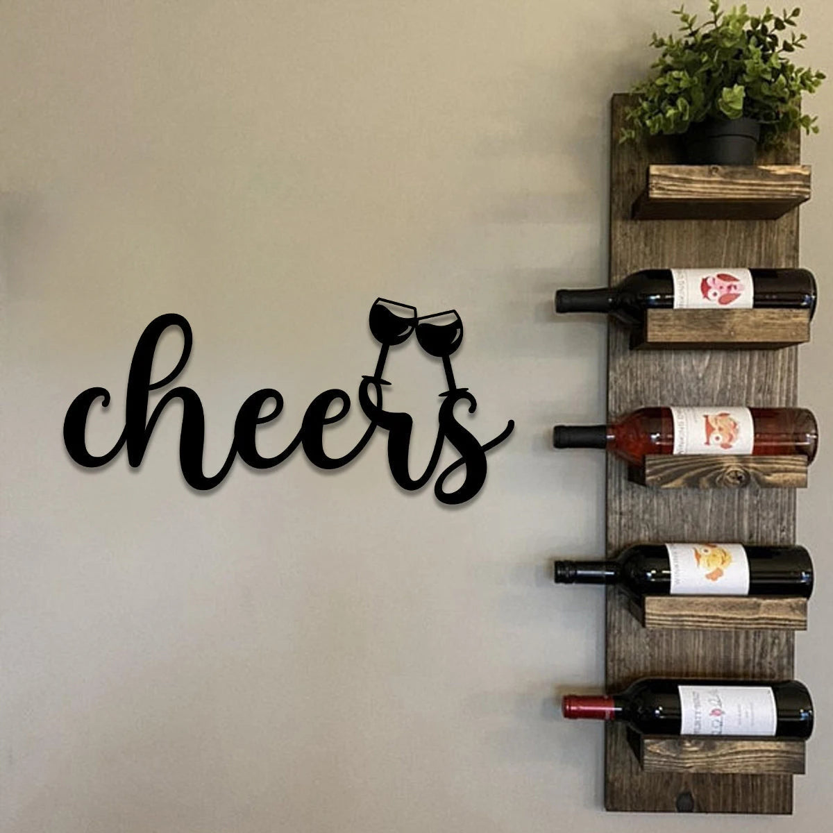 Personalized Cheers Wine Glass Metal Bar Sign, Metal Laser Cut Metal Signs Custom Gift Ideas