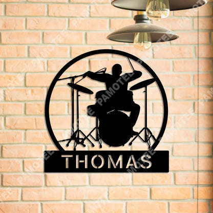 Personalized Drummer Male Metal Sign, Steel Gift For Drum Lovers, Metal Laser Cut Metal Signs Custom Gift Ideas