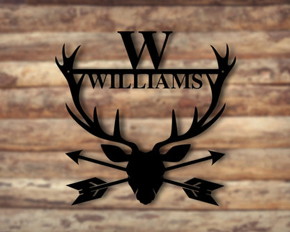 Metal Name Sign With Antlers, Custom Metal Sign Personalized, Last Name Sign, Family Name Sign, Metal Last Name Sign, Metal Monogram Sign, Laser Cut Metal Signs Custom Gift Ideas
