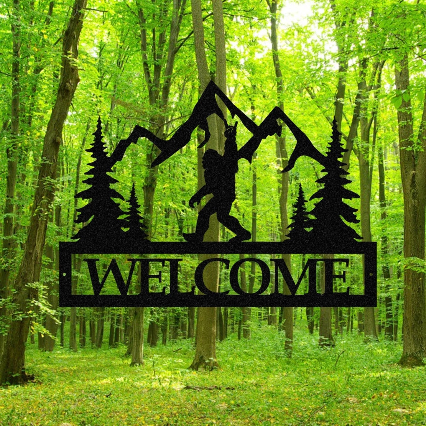 Custom Any Text Bigfoot Say Hi Metal Art, Cabin Decor, Camping Gift Laser Cut Metal Signs Custom Gift Ideas
