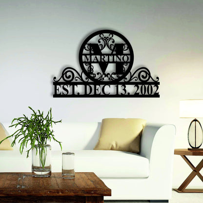 Personalized Family Name Metal Sign, Metal Established Family Sign, Last Name Sign, Door Hanger, Housewarming Gift, Wedding Monogram Laser Cut Metal Signs Custom Gift Ideas