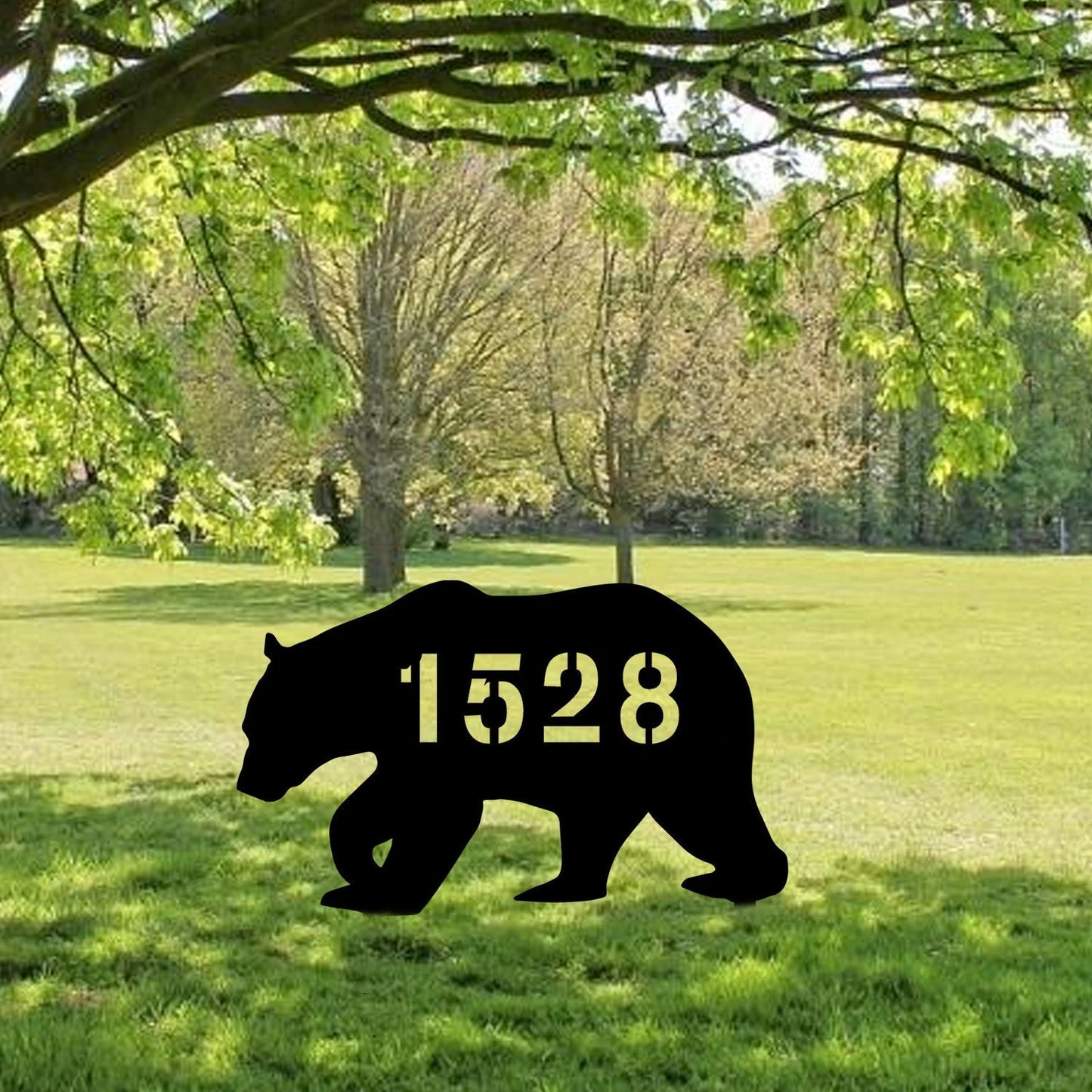 Personalized Address Bear Yard Sign, Metal Stake, Gift For Hunting Lovers, Metal Laser Cut Metal Signs Custom Gift Ideas
