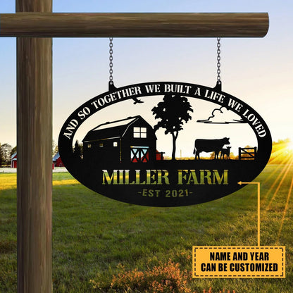 Personalized Metal Farm Sign Barn Cow Cattle Monogram, Custom Outdoor Farmhouse, Metal Laser Cut Metal Signs Custom Gift Ideas