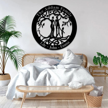 Custom Parents And Child Tree Of Life Metal Sign, Nature Wall Art Laser Cut Metal Signs Custom Gift Ideas
