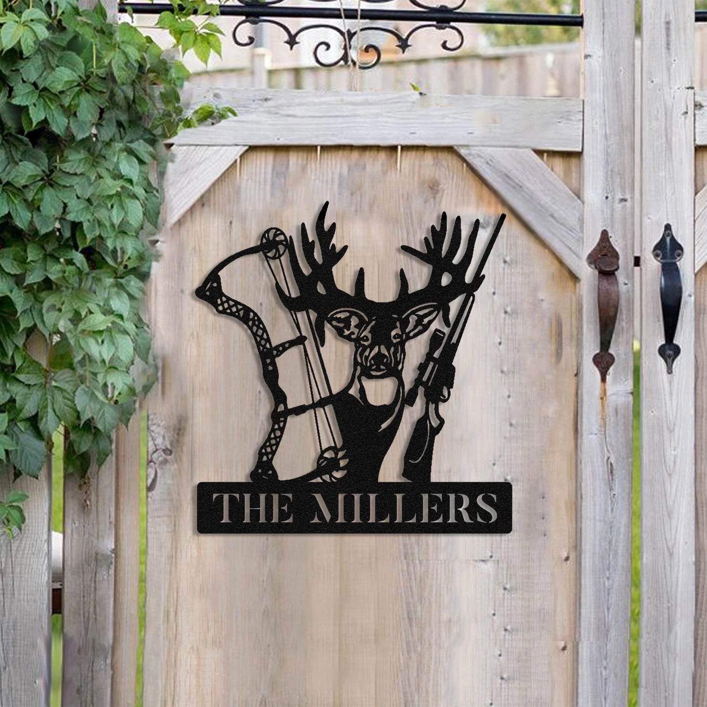Personalized Family Name Deer Hunting Hunter Metal Sign Monogram, Metal Laser Cut Metal Signs Custom Gift Ideas