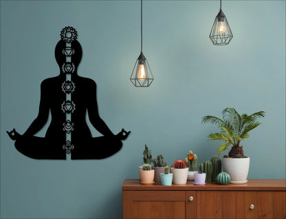 Chakra Meditation Metal Wall Art Yoga Studio Decor, Cut Metal Sign, Wall Metal Art Laser Cut Metal Signs Custom Gift Ideas