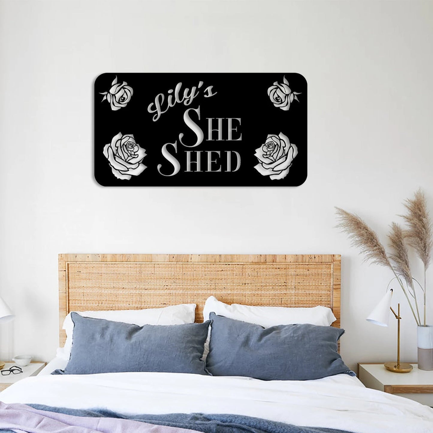 Customized She Shed Flowers Metal Art, Mother's Day Gift Laser Cut Metal Signs Custom Gift Ideas