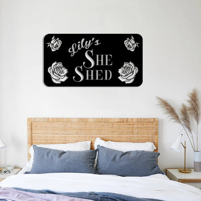 Customized She Shed Flowers Metal Art, Mother's Day Gift Laser Cut Metal Signs Custom Gift Ideas