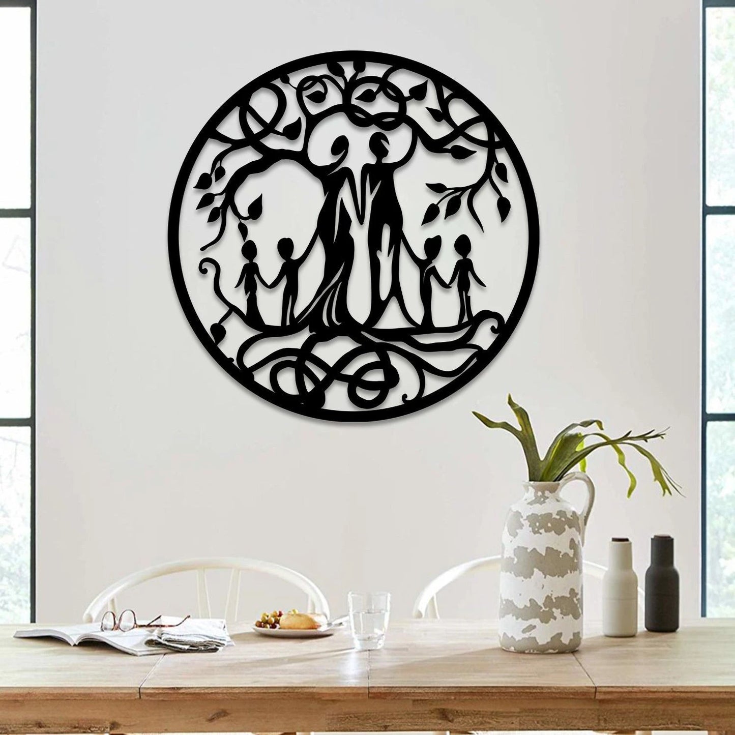 Six Members Family Tree Of Life Metal Sign, Mother's Day Gift Laser Cut Metal Signs Custom Gift Ideas