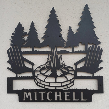 Campfire Personalized Metal Sign, Metal Sign, Metal Sign Personalized, Tree House Sign, Last Name Sign, Family Name Sign, Personalized Laser Cut Metal Signs Custom Gift Ideas