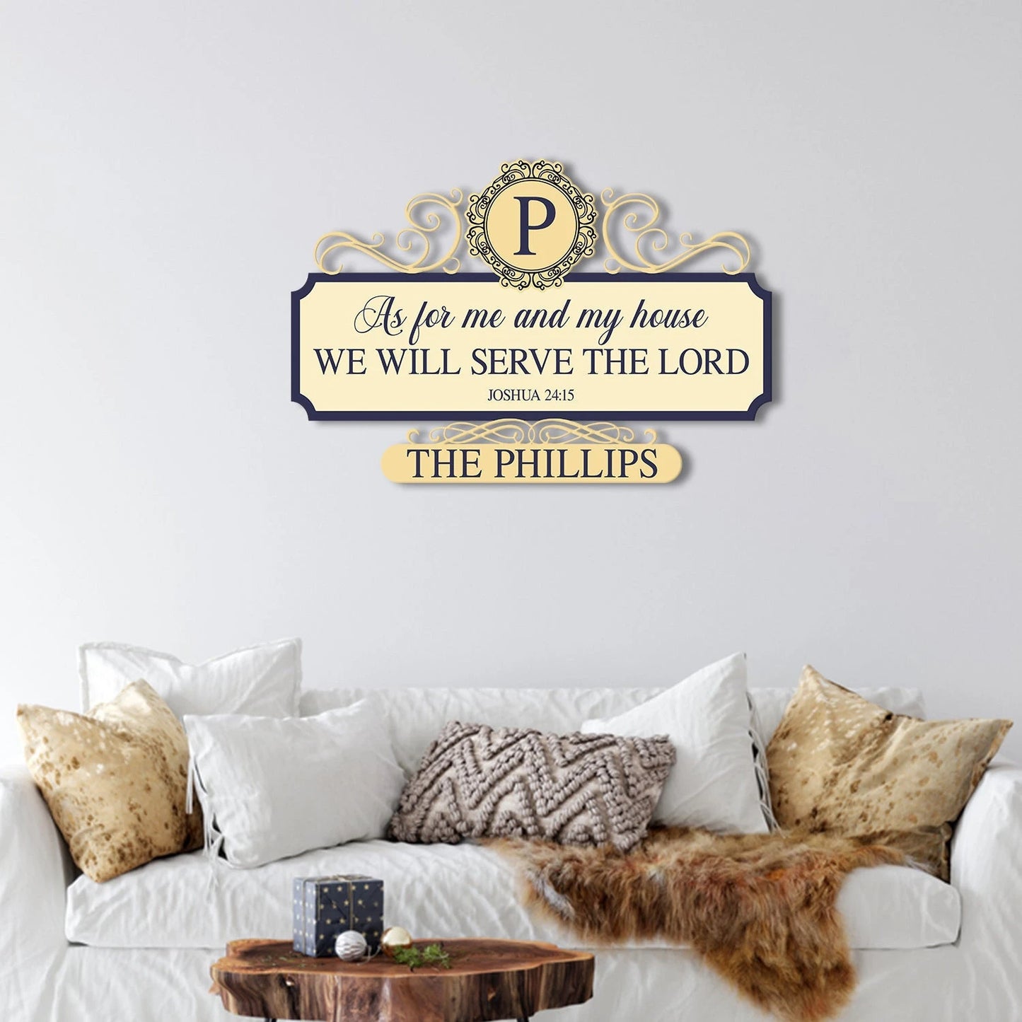 As For Me And My House We Will Serve The Lord Joshua 24 15 Jesus Christ Personalized Metal Sign, Custom God Christmas Wall Decoration Laser Cut Metal Signs Custom Gift Ideas