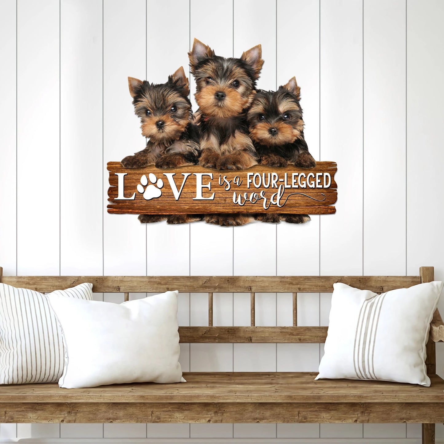 Yorkshire Terrier Love is a fourlegged word Cut Metal Sign Laser Cut Metal Signs Custom Gift Ideas