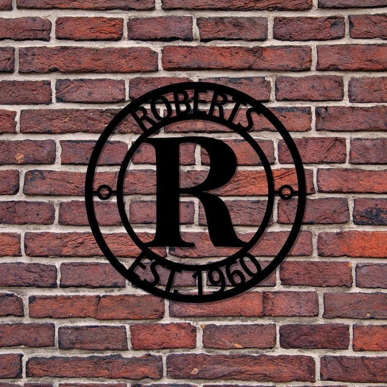 Personalized Family Name Metal Sign Metal Monogram Sign Housewarming Gift Door Hanger Wedding Gift Metal Name Sign Outdoor Metal Signs