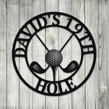 Personalized 19th Hole Golf Metal Sign, Home Decoration Laser Cut Metal Signs Custom Gift Ideas